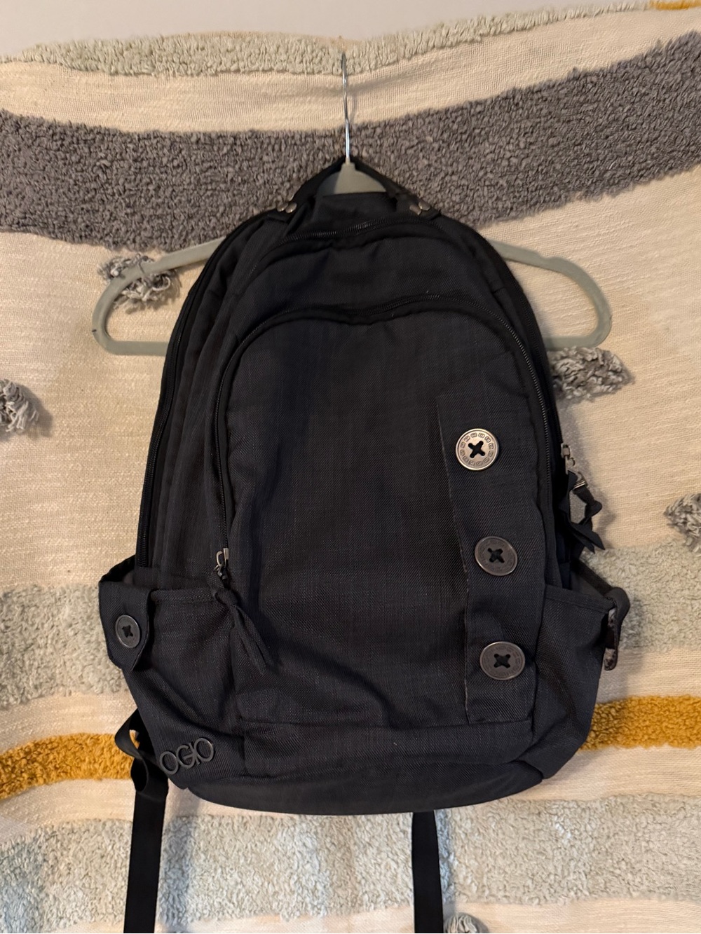 OGIO Black Button-Accent Backpack